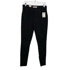Signature Levi Strauss Black Super Stretch Denim High Rise Skinny Jeans 10 Long