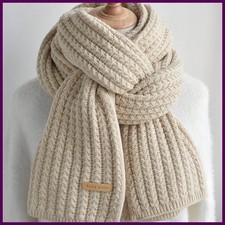 Winter Scarf Women Mens Thick Cable Knit Wrap Chunky Long Warm Scarf for Travel