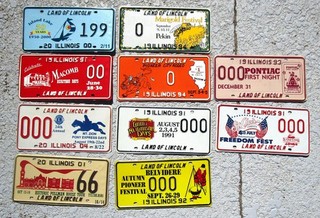 10 ILLINOIS SAMPLE LICENSE PLATES 1991 TO 2000 TYPES NR B
