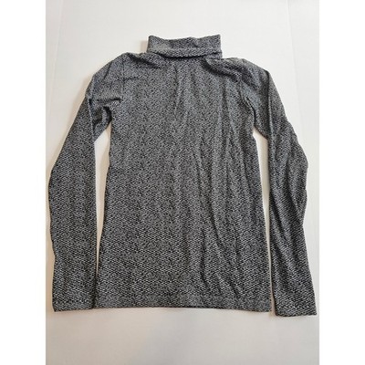Athleta Turtleneck Top Women XS Black White Textured Chevron Knit Base layer