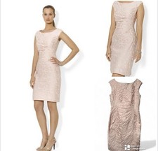 Lauren Ralph Lauren Light Pink Ruched Jacquard Dress Size 8 FLAWLESS 