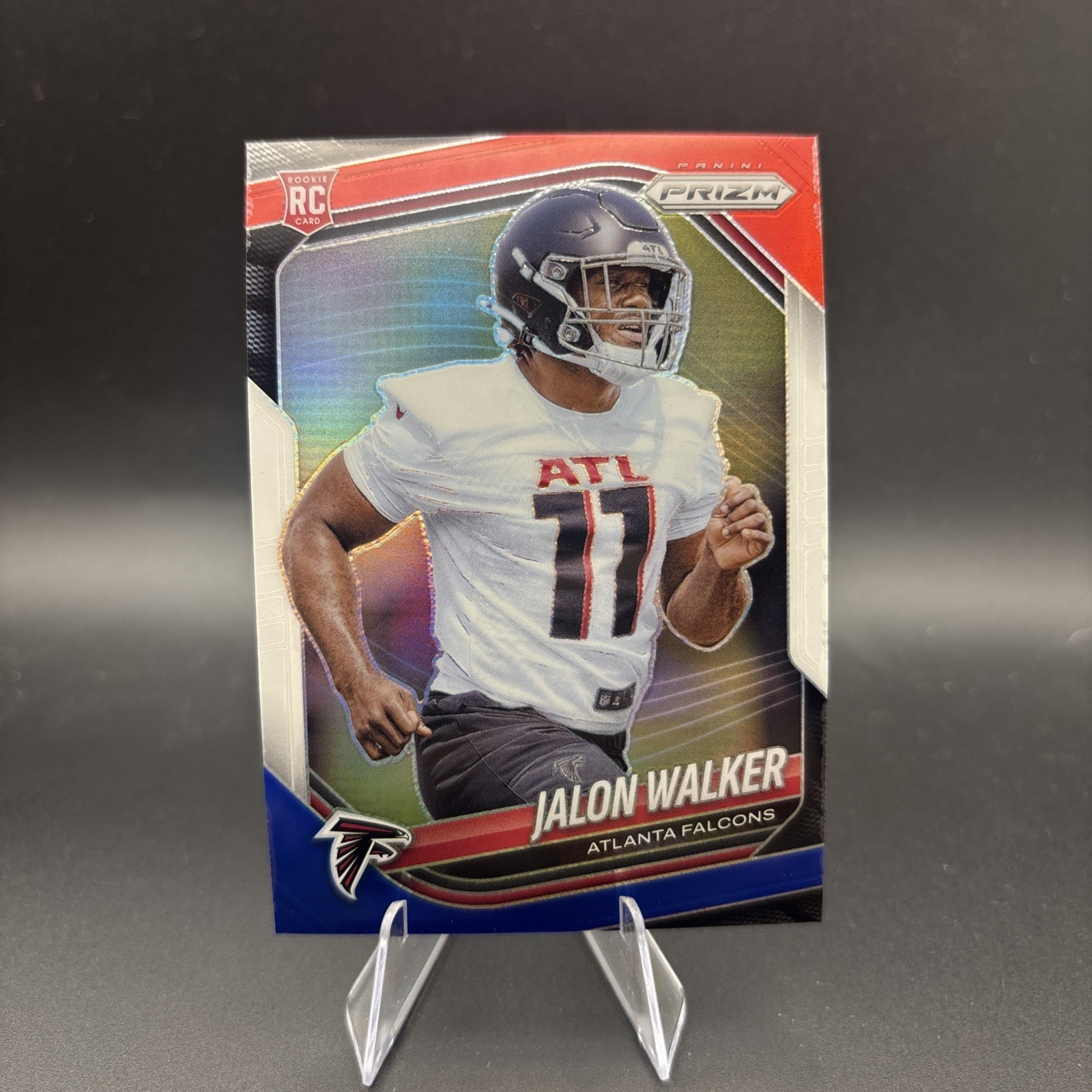 2025 Panini Prizm #398 Jalon Walker Red White Blue Prizm (RC) Atlanta Falcons
