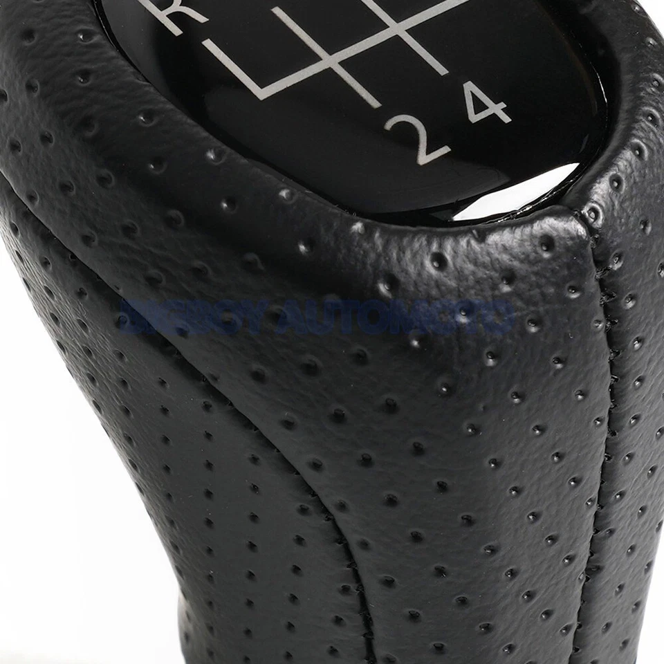 Pomo de cambio de 5 velocidades cuero negro para BMW E36 E46 M3 Z4 3.0 E90 E91 E92 M5 E39 Foto 4 de 4