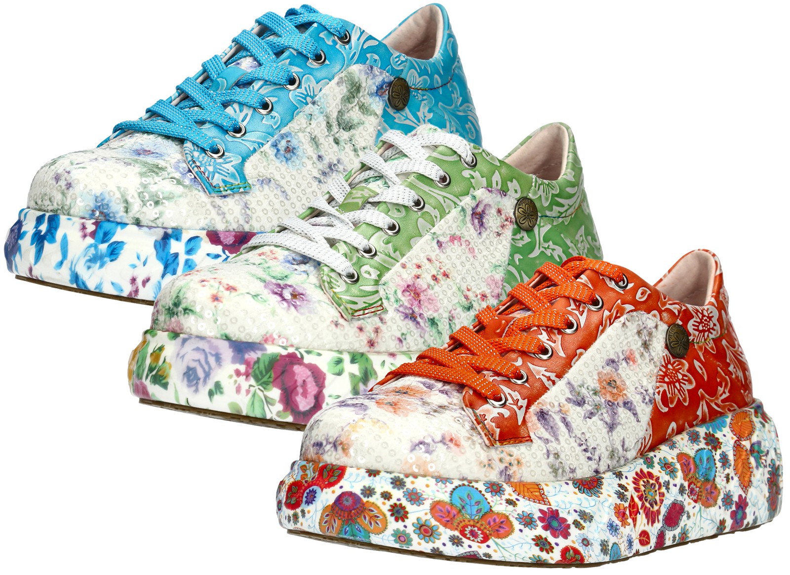 Sneaker donna Laura Vita paillettes ornamento floreale plateau SODAO 01