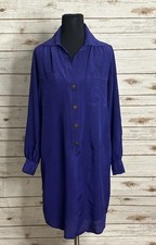 Anthropologie Hunter Dixon purple silk popover shirtdress Size Small