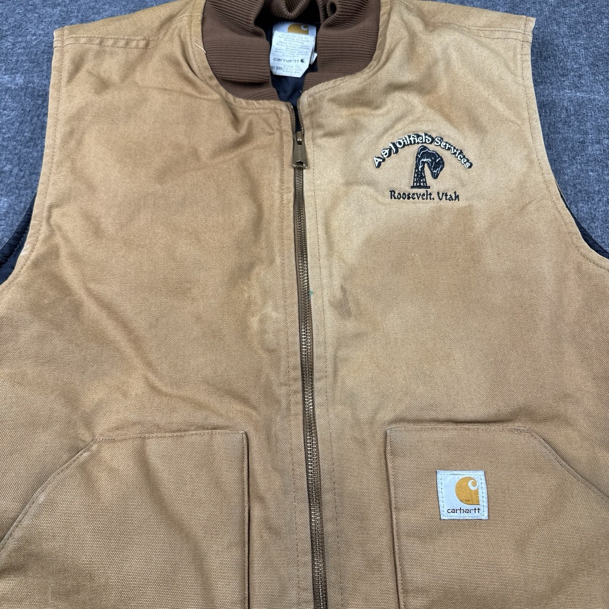 Carhartt Vest Mens XL Tall XLT Brown Firm Duck Quilted Insulated