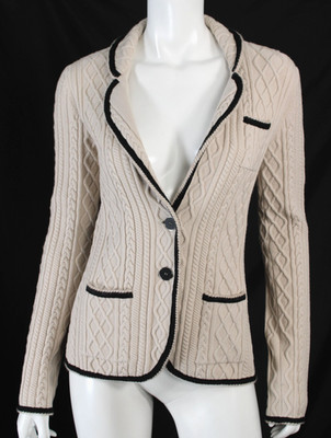 GIORGIO ARMANI $3,495 NWT Beige Wool Blend Knit Button-Front Blazer Jacket 42
