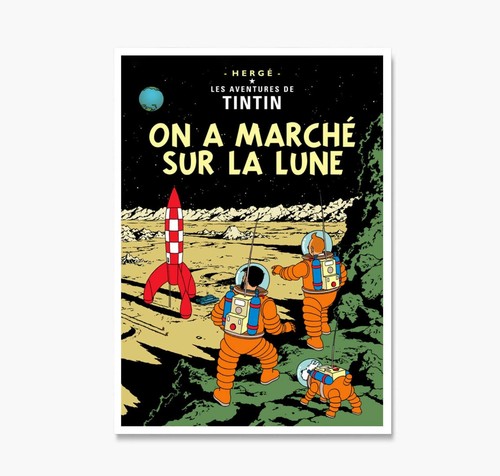 Tintin Poster, Tintin On a Marche Sur La Lune, Art Print Poster Canvas - Picture 3 of 8