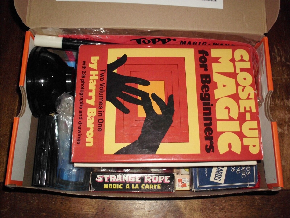 VINTAGE MAGIC TRICK SET FROM 1960'S-1980'S BOX FULL OF VINTAGE