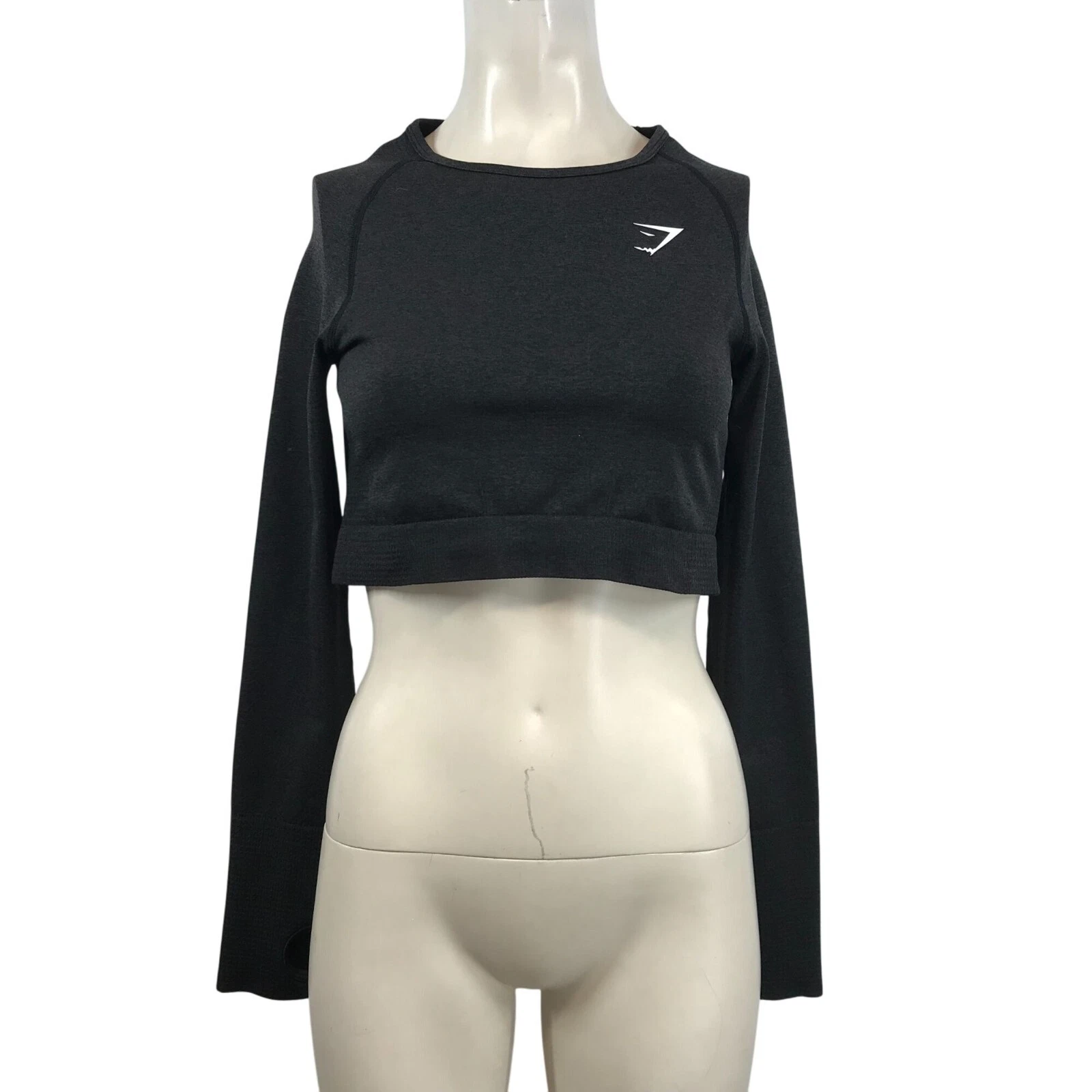 gymshark long sleeve round neck crop fitness lifting shirt