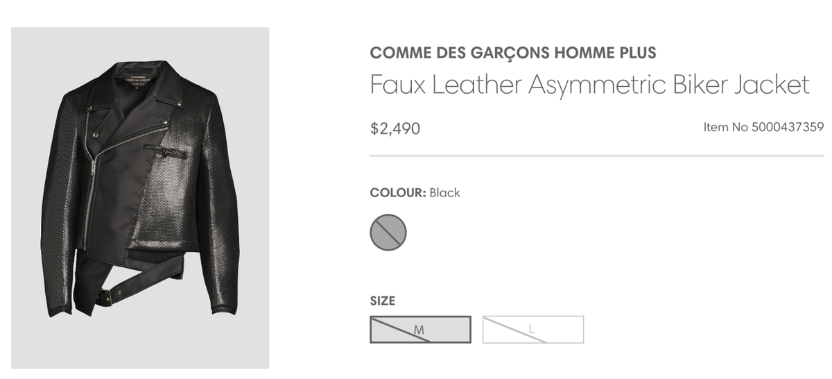 COMME DES GARCONS HOMME PLUS FAUX LEATHER MESH BIKER JACKET COMME DES GARCONS HOMME PLUS FAUX LEATHER MESH BIKER JACKET