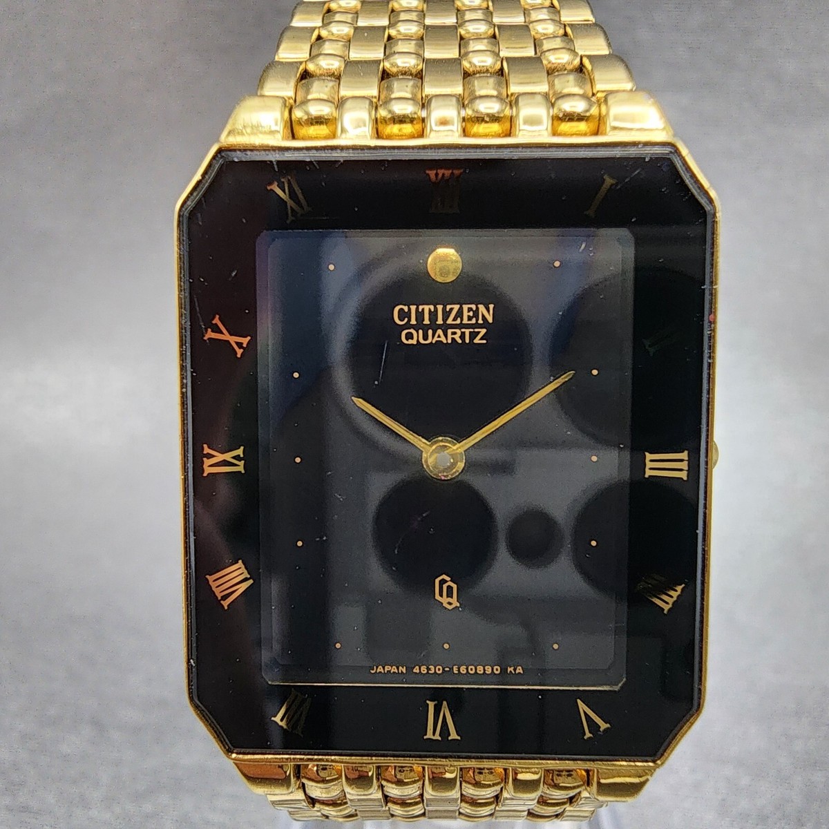 Citizen CQ Tank Watch Men 25mm Black Dial Gold Tone Octagon