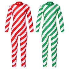 Boys Girls Xmas Cosplay Jumpsuit Elastic Striped Striped Pattern Christmas