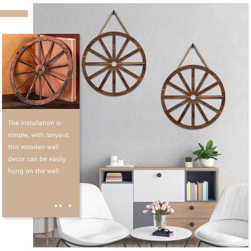 2 pezzi decorazione ruota carro in legno decorazione parete ruota carro vintage - Foto 7 di 12