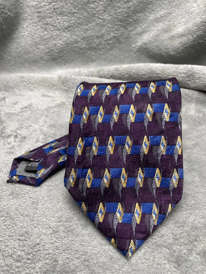 Corbata Preswick & Moore Para Hombre Púrpura Azul Geométrica 100 Seda Clásica Ancho 1 Foto 3 de 4