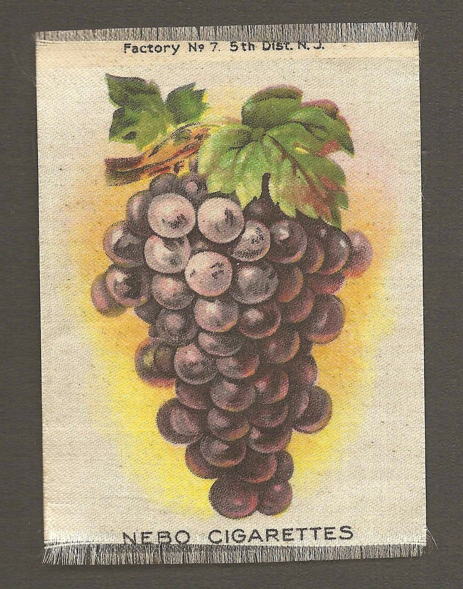 Vintage tobacco cigarette silk - use in crazy quilt - fruit, grapes