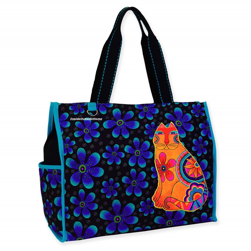 Laurel Burch Cat Feline Flower Power EXTRA-LARGE Tote NEW 2025