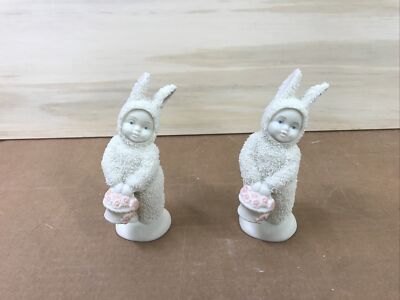 Snowbabies Easter Bunnies, Set Of 2, Basket Of Cheer 2000 #56.05725