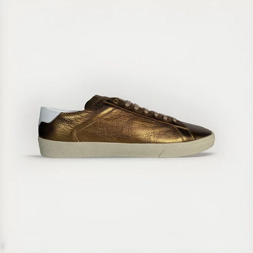 $800 Saint Laurent Golden Nappa Leather Sneakers size US 14, EU 47 Made in Italy