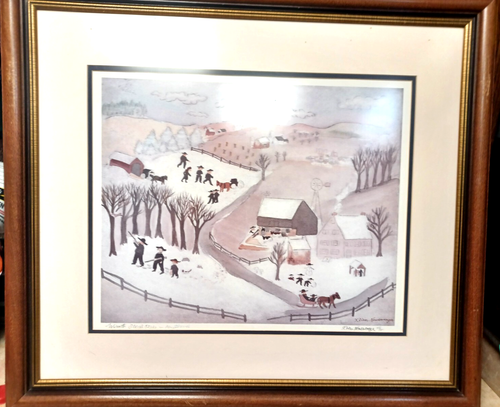 Xtian Newswanger AMISHLAND PICTURE PRINT WINTER SLEIGH RIDE 20" x 26 1/2" - Picture 2 of 10