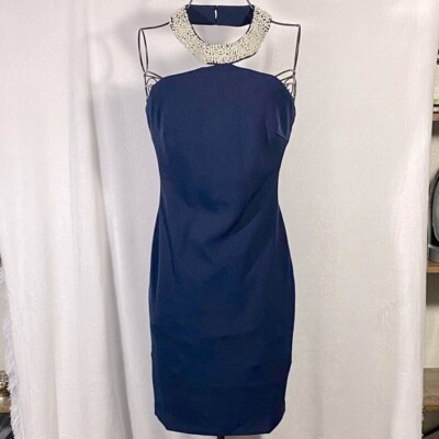 NWOT Karl Lagerfeld navy mini dress w/ pearls size 0