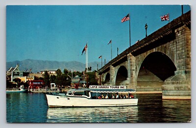Lake Havasu City Tours Arizona Vintage Unposted Postcard Boat Cruise Bridge