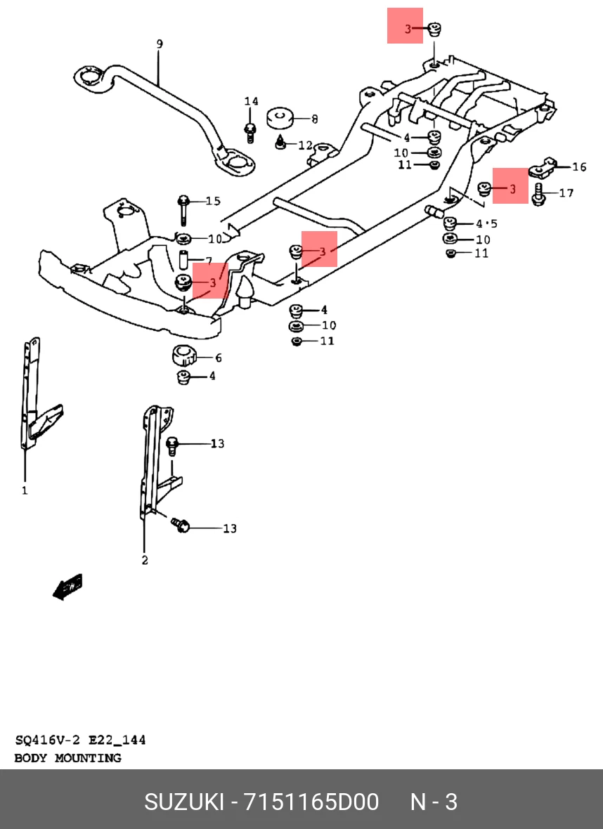 Genuine OE Cushion Body Mounting 7151165D00 for Suzuki 71511-65D00 