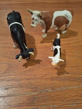 Scleich Fresian Cow, Calf, and Hereford Bull