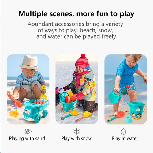 18 Pcs Sand Beach Toys Set Bucket Shovel Rake Sand Molds Kids Toy Gift Set - Picture 8 of 8