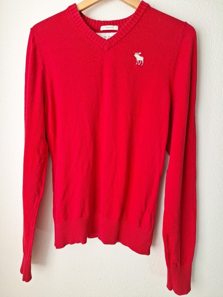 Abercrombie Fitch Sweater Mens Small Red Muscle Preppy Christmas