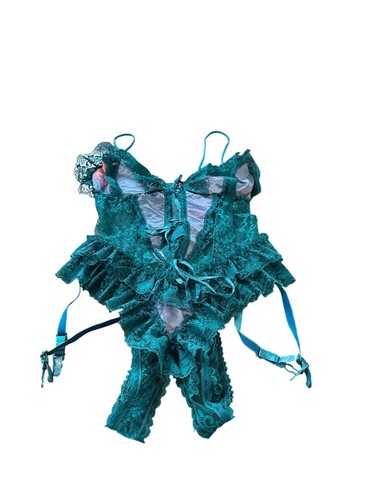 Giarrettiere orsacchiotto Frederick's of Hollywood senza cavallo pizzo fessura busto taglia L lingerie - Foto 8 di 12