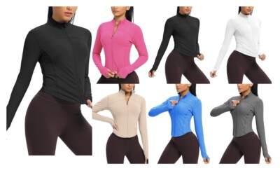 Women's Sports Full Zip Fitness Yoga Gym Jacket Ladies Activewear Running  Top UK