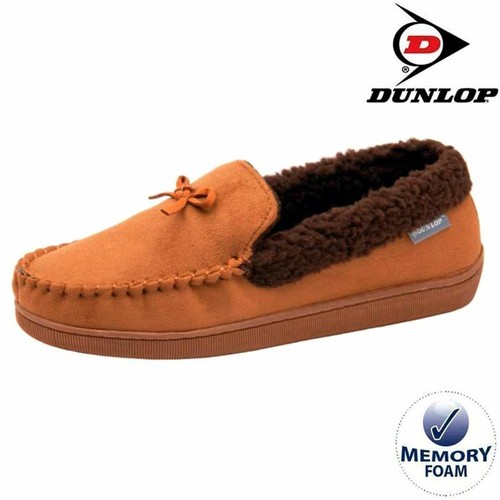 DUNLOP MENS MOCCASIN SLIPPERS FAUX SUEDE SHEEPSKIN LOAFERS WARM SHOES SIZES 7-13 - Picture 7 of 7