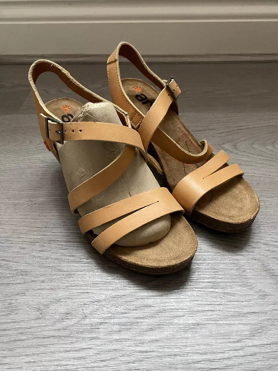The Art Company Womens Light Tan Leather Heeled Sandals Size UK