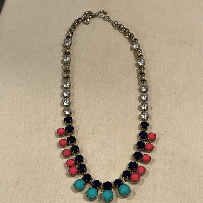 NEW J Crew Multi Color Mixed Crystal & Stone Statement Necklace