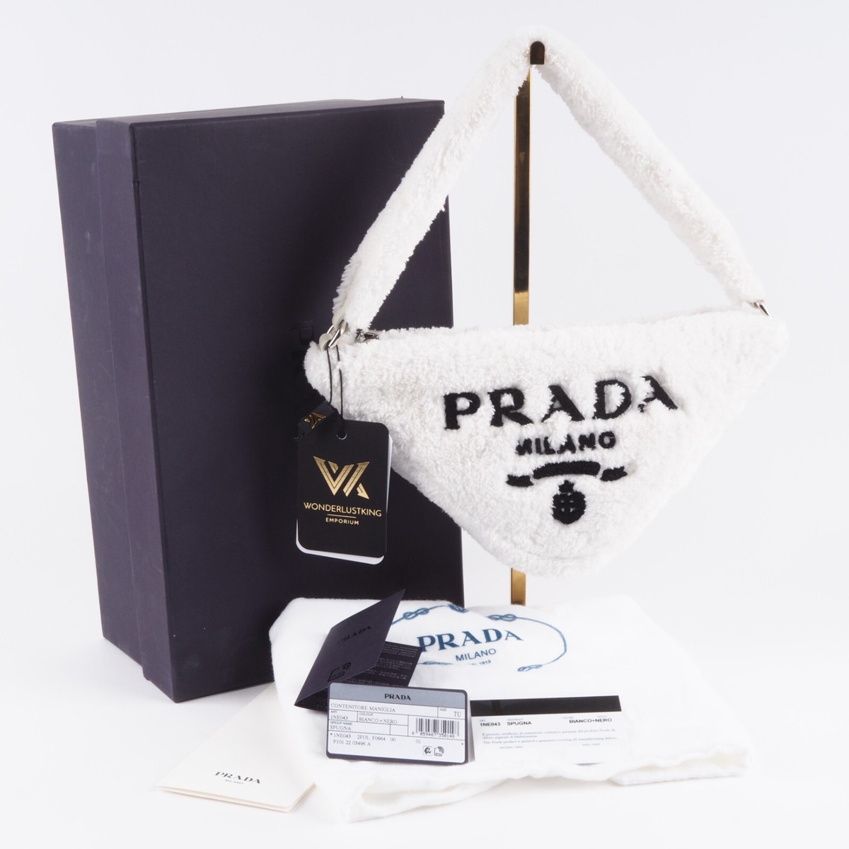 【極美品】welcome to the prudential PRADA 1NE043 Bianco triangle pile logo luxury designer shoulder