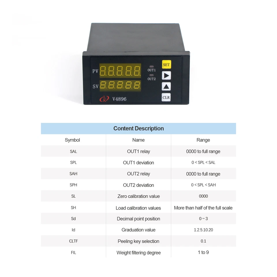 QL-V4896 Digital Scale Display Load Cell Indicator OUTPUT 0-5V 0-10V 4-20mA 485 - Image 3 of 4