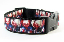 Chucky dog collar handmade adjustable buckle collar 1" wide or leash Horror