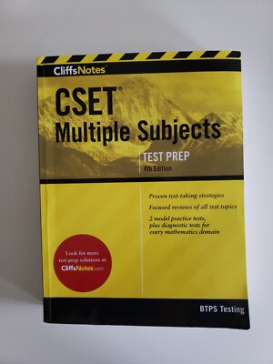 CliffsNotes CSET Multiple Subjects 4th Edition test prep BTPS Printed 12 /2021