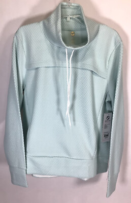 Shape Pullover Sweater Women's L Green Textured Popover Funnel Neck Relaxed Fit