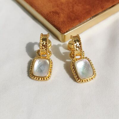Julie Vos Gold Marbella Iridescent Clear Crystal Hoop & Charm Earrings
