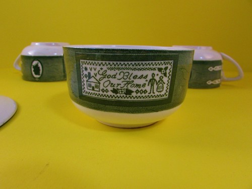 Vintage Colonial Homestead Royal China Konvolut 3 Tassen 1 Untertasse grün weiß - Bild 6 von 11