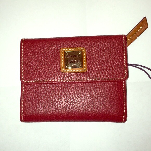 NEW DOONEY & BOURKE SMALL FLAP WALLET dark red trifold pebble grain