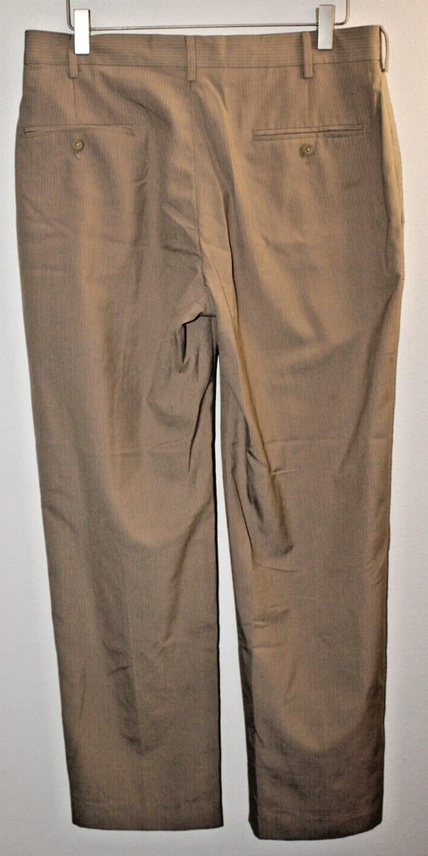 Pantalones de vestir Kenneth Cole Reaction para hombre 32x32 marrón tostado rayas envío gratuito a EE. UU. Foto 2 de 4