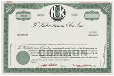 H. Kohnstamm & Co., Inc. Stock Certificate.