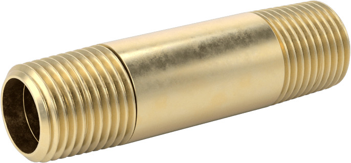 High-Pressure Brass Fitting NIPPLE, Threaded on Both Ends 1/8 NPT x 1-1/2 L