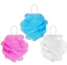 3x Soft Loofah Sponge Pouf Body Exfoliating Mesh Shower Ball Scrub