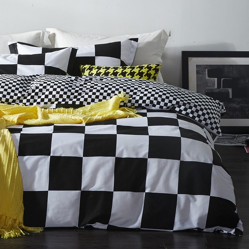 Black White Duvet Cover Set Twin Queen King Bedding Set 100% Cotton Twill - Picture 5 of 8