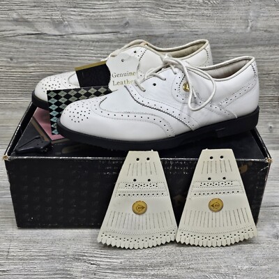 Vintage Dunlop Men's Sz 7.5 White Classic Leather Wingtip Golf