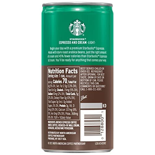 Starbucks Listo para Beber Café Espresso y Crema Light 6,5 oz Paquete de 12 Pa... - Imagen 4 de 6